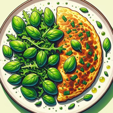 Omelette au Basilic et Salade Verte