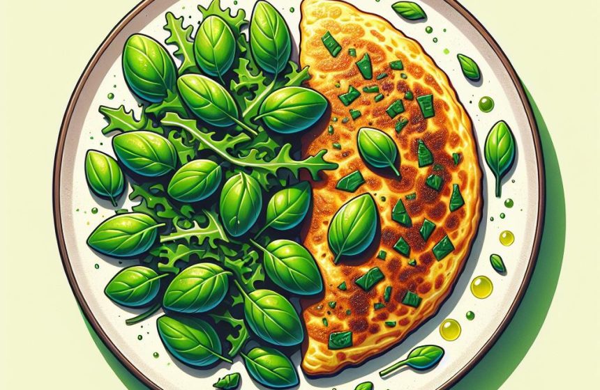 Omelette au Basilic et Salade Verte