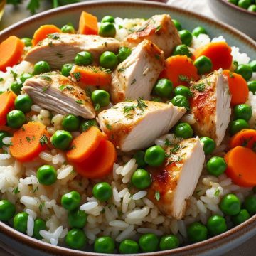 Riz Savoureux aux Petits Pois, Carottes et Poulet