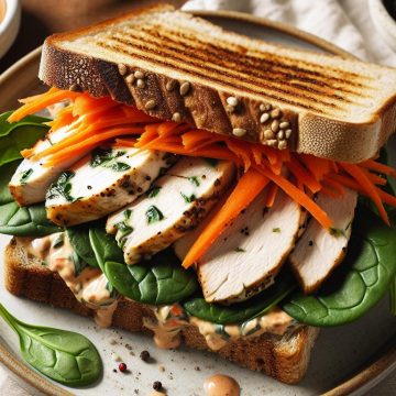 Sandwich Poulet Épinards et Carottes Croquantes