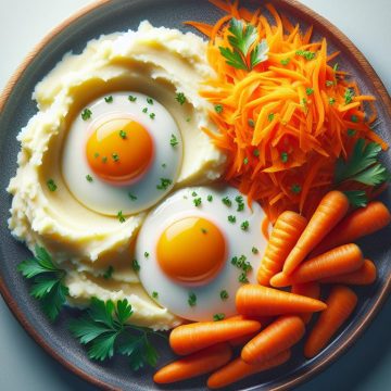 Délice d’Œufs au Plat avec Purée de Pommes de Terre et Carottes Râpées