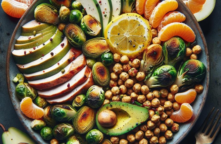 Délice de Poulet Rôti aux Choux de Bruxelles et Pois Chiches