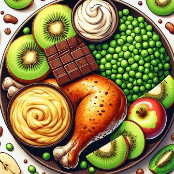 Cuisse de Poulet Rôti avec Purée de Pois Cassés et Fruits Frais