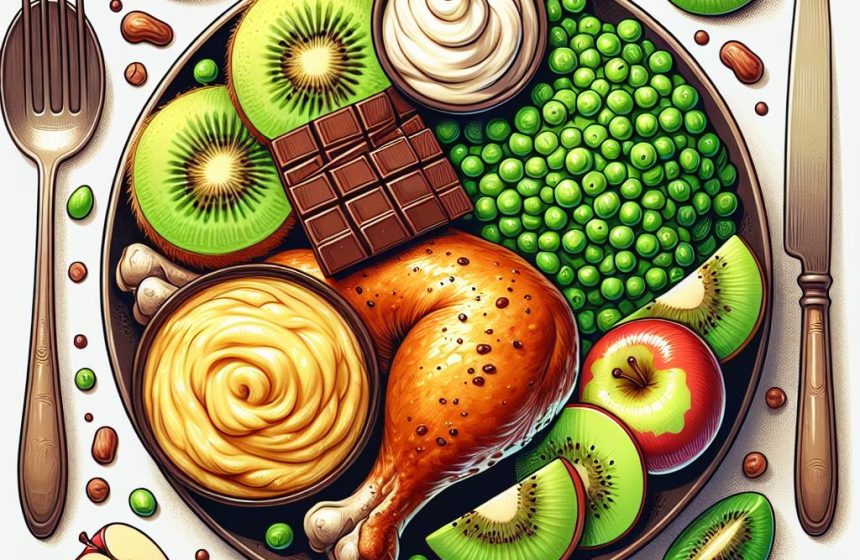 Cuisse de Poulet Rôti avec Purée de Pois Cassés et Fruits Frais