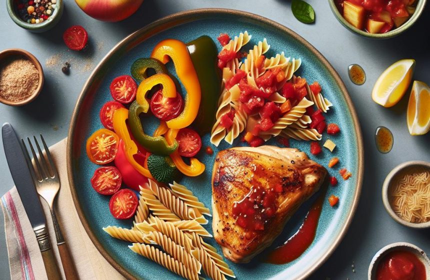 Cuisse de Poulet aux Poivrons et Coulis de Tomate