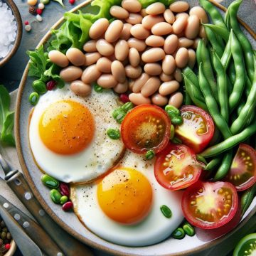 Œufs au Plat Gourmands avec Haricots Beurre et Salade Fraîche