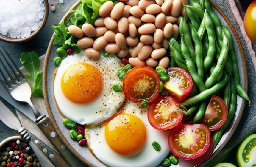 Œufs au Plat Gourmands avec Haricots Beurre et Salade Fraîche