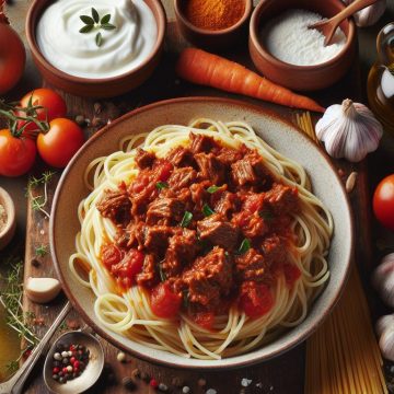 Spaghetti à la Bolognaise de Sanglier avec Yaourt Nature
