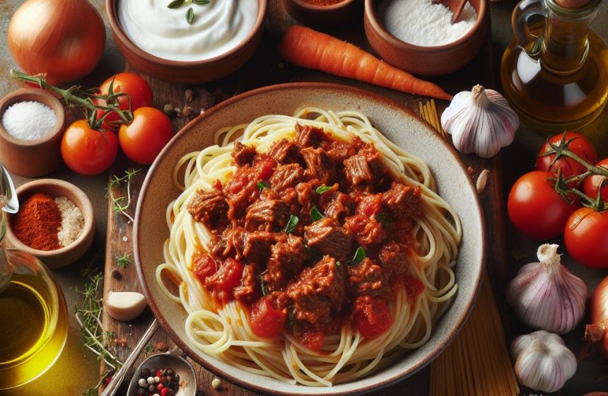Spaghetti à la Bolognaise de Sanglier avec Yaourt Nature
