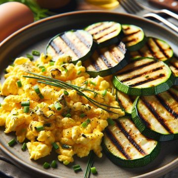 Omelette Brouillée aux Herbes et Courgette Grillée