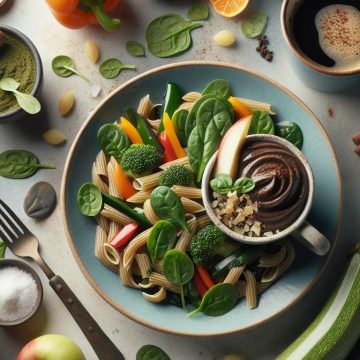 Pâtes aux Épinards et Légumes du Soleil avec Mousse Choco Protéinée