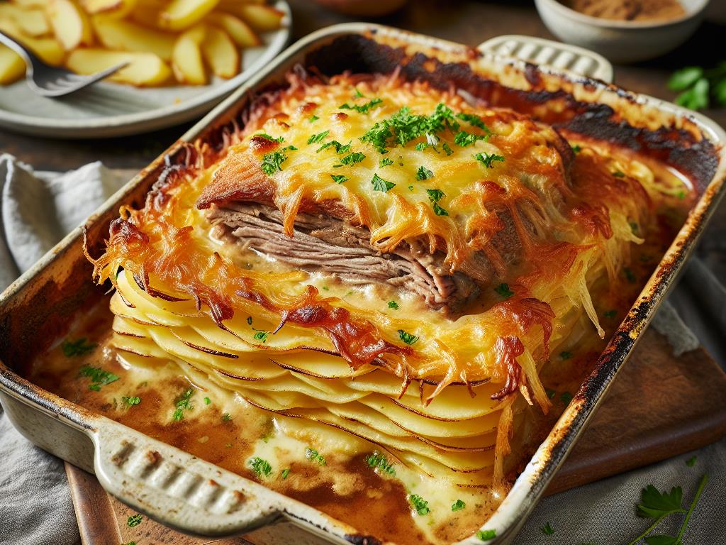 image-160 Gratin de Pommes de Terre et Viande en Sauce Savoureuse