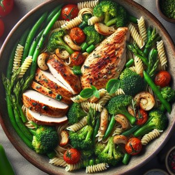 Poulet à la Provençale avec Pâtes et Légumes Verts