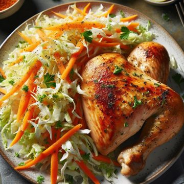 Poulet Rôti Accompagné de sa Salade de Chou et Carottes
