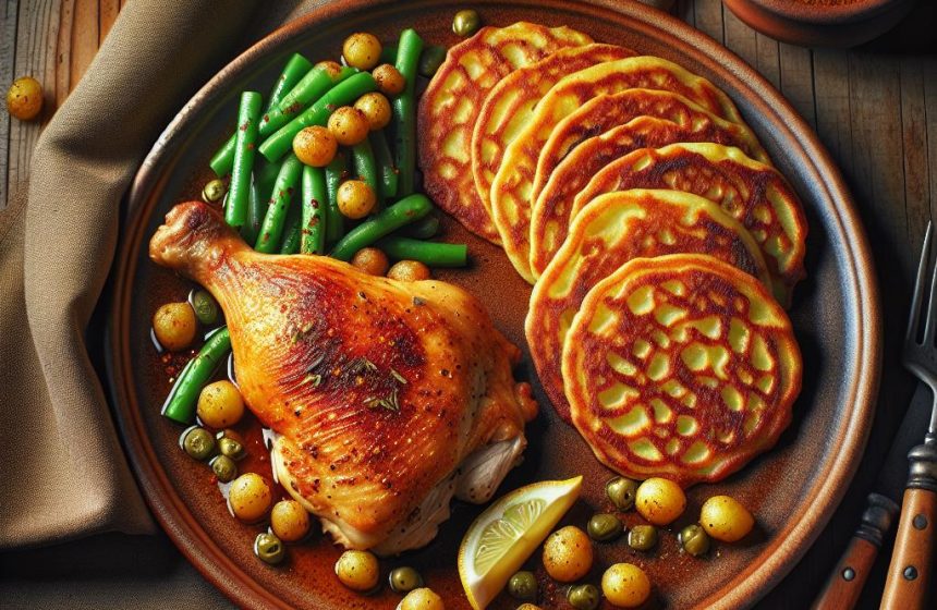 Poulet Rôti avec Galettes de Pommes de Terre