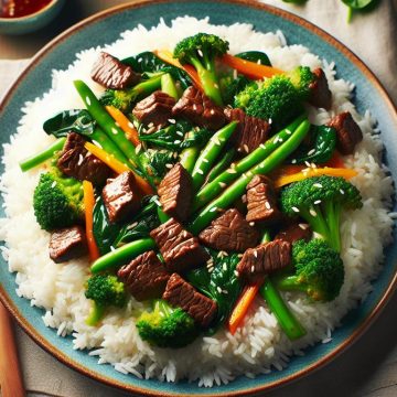 Délice de Riz Basmati aux Légumes et Bœuf Sauté