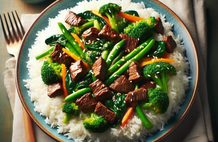 Délice de Riz Basmati aux Légumes et Bœuf Sauté