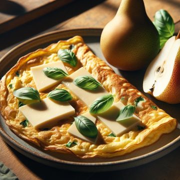 Omelette au Comté et Basilic avec Poire