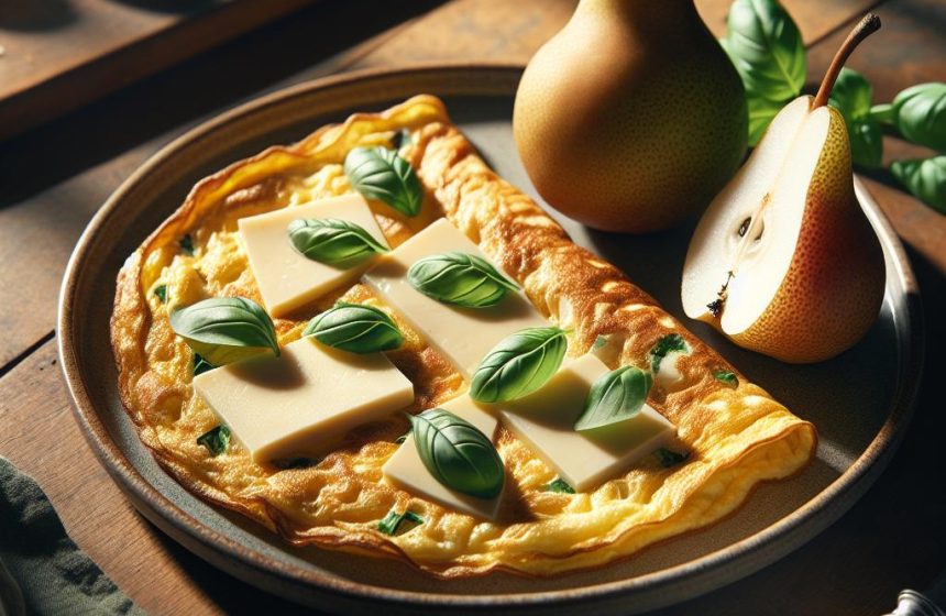 Omelette au Comté et Basilic avec Poire