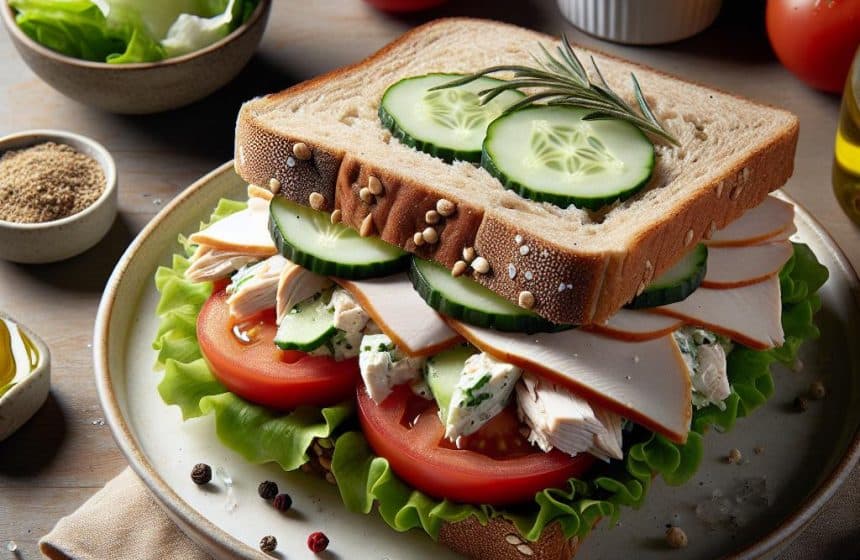 Sandwich Gourmand au Poulet et Salade Verte