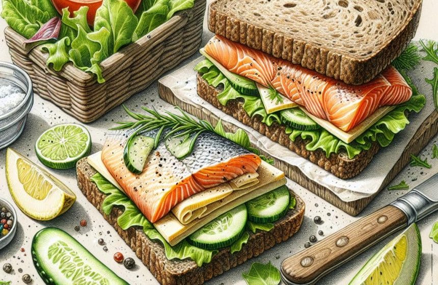 Sandwich Gourmand à la Truite Fumée et Saint Moret Allégé