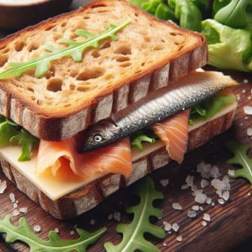 Croque Monsieur au Pain Complet avec Truite Fumée et Saint Moret Allégé