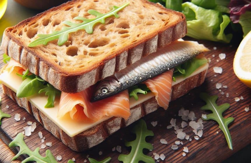 Croque Monsieur au Pain Complet avec Truite Fumée et Saint Moret Allégé