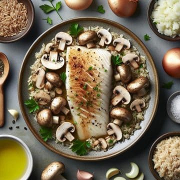 Filet de Cabillaud aux Champignons et Riz Complet