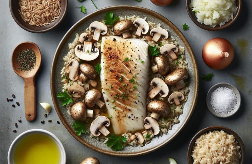 Filet de Cabillaud aux Champignons et Riz Complet