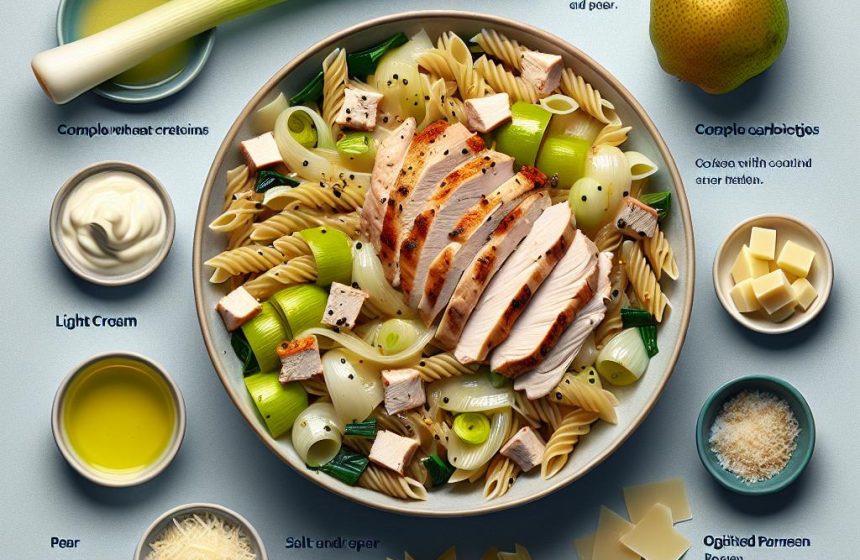 Pâtes Crémeuses à la Dinde et Poireaux avec Poire Fraîche