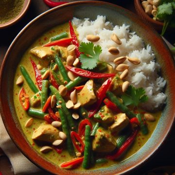 Curry Vert Thaï au Poulet avec Cacahuètes et Coriandre