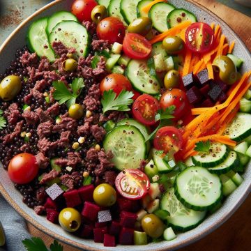Salade de Semoule Noire et Bœuf aux Légumes Croquants