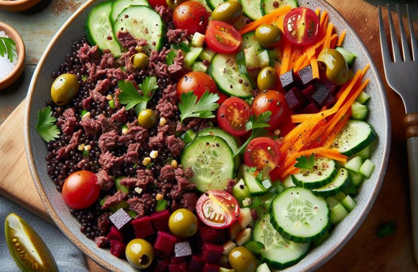 Salade de Semoule Noire et Bœuf aux Légumes Croquants