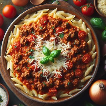 Orzo & Bœuf Haché en Sauce Pomodoro avec Fromage Frais Onctueux aux Herbes