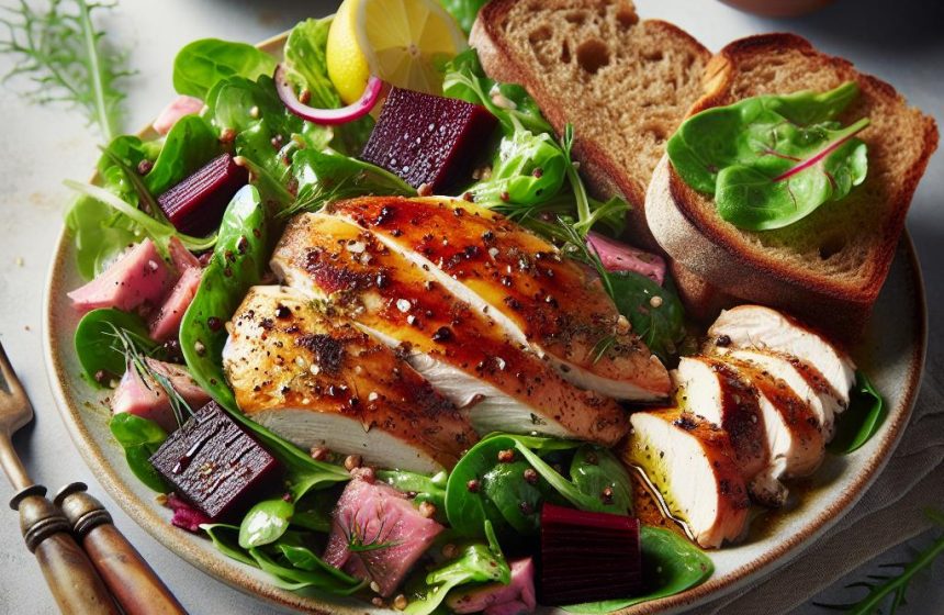 Poulet Rôti et Salade Verte Gourmande