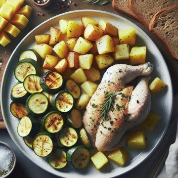 Poulet Rôti aux Courgettes et Pommes de Terre avec Ananas
