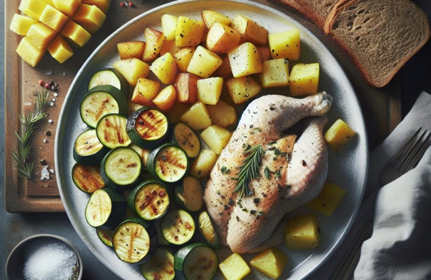 Poulet Rôti aux Courgettes et Pommes de Terre avec Ananas