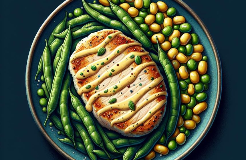 Escalope de Poulet à la Sauce Crémeuse avec Haricots Verts et Jaunes