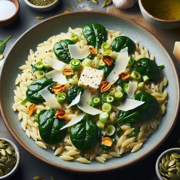 Orzo Crémeux au Parmesan et Légumes Verts