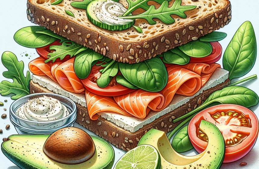 Sandwich au Saumon Fumé avec Salade et Pain aux Graines
