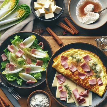 Délice d’Omelette au Jambon et Salade d’Endives