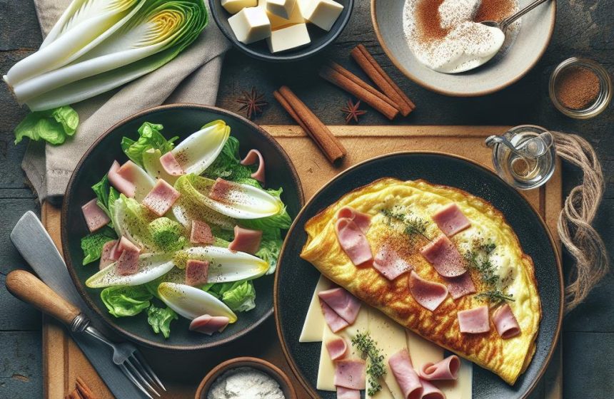 Délice d’Omelette au Jambon et Salade d’Endives