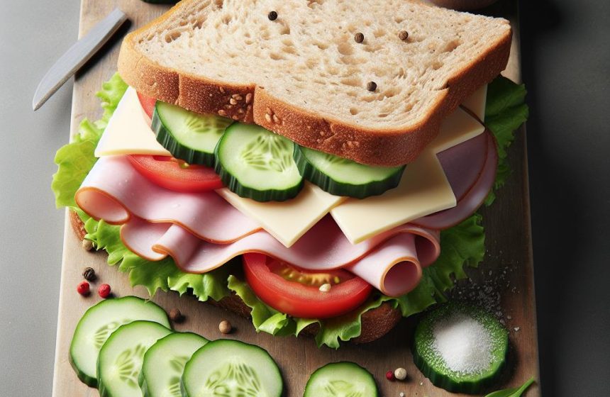 Sandwich Gourmand au Jambon, Gruyère et Crudités