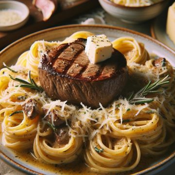 Paupiette de Veau & Linguine Façon Romanoff au Grana Padano et Beurre au Romarin