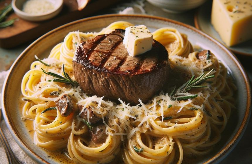 Paupiette de Veau & Linguine Façon Romanoff au Grana Padano et Beurre au Romarin