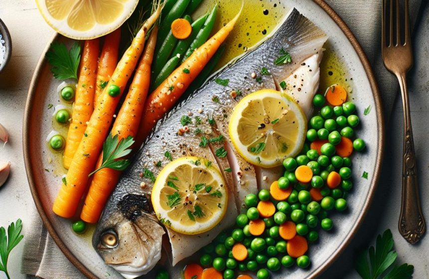 Petit Pois Carottes avec Filet de Merlan au Four