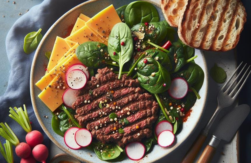 Steak Haché Épicé aux Épinards et Radis