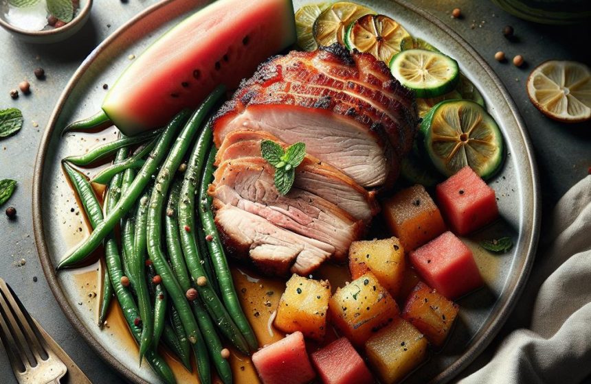 Délice de Porc et Haricots Verts à la Fraîcheur de Pastèque