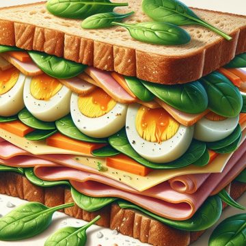 Sandwich Nutritif au Jambon, Œufs et Légumes Croquants
