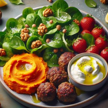 Boulettes Suédoises avec Purée de Patate Douce et Salade Verte